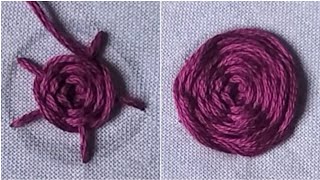 Easy Woven Wheel Rose Stitch Tutorial  Embroidery Work [upl. by Midas109]