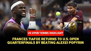 Frances Tiafoe vs Alexei Popyrin result American stops giantkilling Aussie in US Open fourth round [upl. by Noonberg426]