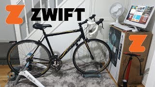 ZWIFT Set Up Online Racing Bike Platform Game Turbo Trainer On Budget [upl. by Schick]