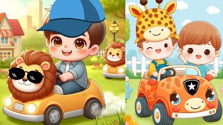 Adorable Animal Baby Cars Drive and Play  Animals Song for Kids 🎵🎵 [upl. by Amarette]