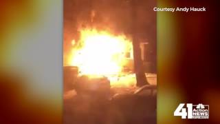 Video shows blaze at Olathe duplex [upl. by Annahsohs]