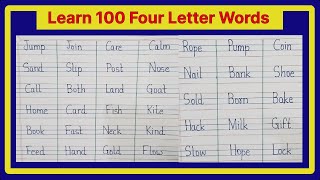 100 Four Letter Words in English  4 letter words  four letter words phonics  Preschool learning [upl. by Morrie397]