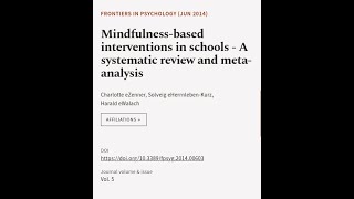 Mindfulnessbased interventions in schools  A systematic review and metaanalysis  RTCLTV [upl. by Adnirolc650]