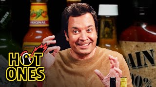 Jimmy Fallon Gets Spooked By Spicy Wings  Hot Ones [upl. by Nnaaras659]