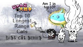 Battle Cats Best Cats Top 10 Longest Range Cats They are Super Backliners [upl. by Alidis]