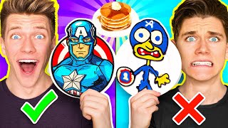 PANCAKE ART CHALLENGE Hero Edition amp Learn How To Make Avengers vs Star Wars Disney Plus Art [upl. by Oemac]