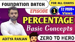 DAY1  PERCENTAGE प्रतिशतता  Basic Concepts ❤️ All Govt Exams  BY ADITYA SIR  CGL TOPPER [upl. by Aihsat]