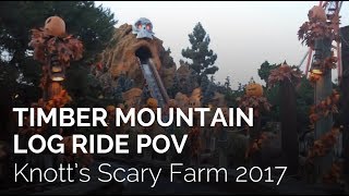 Timber Mountain Log Ride Halloween Hootenanny OnRide POV at Knotts Scary Farm 2017 [upl. by Rozelle]