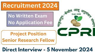 ICARCPRI Shimla Recruitment 2024 Out  Check Eligibility amp Apply Soon  Project Position SRF [upl. by Tore]