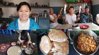 subscribe badaune tarika1k celebration🎂puri tarkarimatar panir currynepali mom vlogsano sansar [upl. by Heimer43]