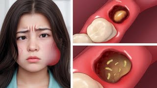 ASMR Extract wisdom teeth amp remove large pustules in the gums  Deep Cleaning Animation [upl. by Kenton]