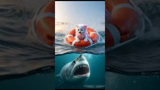 Kitten Overboard  🐱🚨 DAD CAT VS SHARK 🦈💥 catshorts cat [upl. by Hak486]