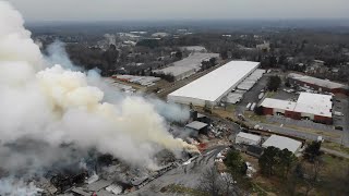 Drone footage Fertilizer plant fire in WinstonSalem WSFD [upl. by Lener]