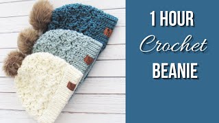 1 Hour Crochet Beanie Easy Pattern [upl. by Minette]