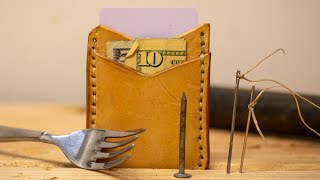 DIY Leather Wallet quotWITHOUT TOOLSquot  Surprisingly Doable [upl. by Alicul]