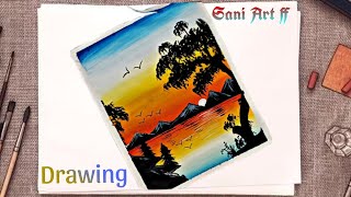 Sunset Water Painting  Seascape Painting  Painting Tutorial [upl. by Peonir]