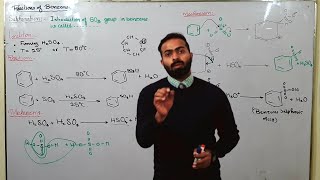 Sulphonation  Electrophilic Substitution Reactions of Benzene  ch9  12th class chemistry [upl. by Madelina]