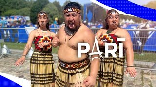 Rōpū haka Whāngāra Mai Tāwhiti accompany athletes at Olympics [upl. by Norbel]