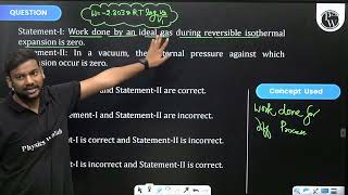 StatementI Work done by an ideal gas during reversible isothermal expansion is zeroStatement [upl. by Nylarat]