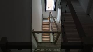 Solid Oak in Grey Staircase Renovation with Intelligent LED Lights [upl. by Snapp]