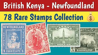 British Stamps Collection From Kenya to Newfoundland  78 Rare and Expensive Philatelic Pieces [upl. by Ranie]