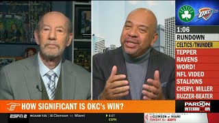 Pardon the Interruption  quotOKC are a legitimate favorite in Westquot  Wilbon on Thunder beat Celtics [upl. by Abekam690]