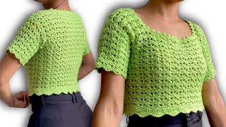 Descubre esta blusa tejida en crochet paso a paso [upl. by Lleumas]