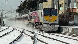 Trains in the snow around North Dublin [upl. by Landon]