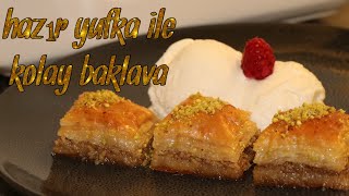 kolay baklava tarifi  hazır yufka ile çıtır çıtır tam kıvamında baklava tarifi  cevizli baklava [upl. by Aitital]