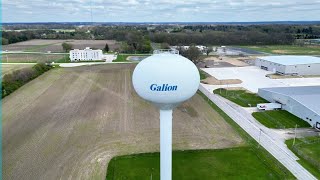 Galion Water Tower Galion Ohio Crawford County Ohio April 2024 Drone 4k [upl. by Cohla]