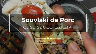 Souvlaki de Porc et sa sauce tzatziki  Recette [upl. by Gertrude]