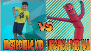 Epic Dance Battle Incredible Kid VS Inflatable Tube Man [upl. by Kinny]