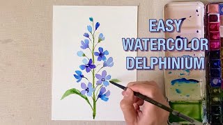 Quick amp Easy Watercolor Delphinium For Beginners [upl. by Kcolttam974]