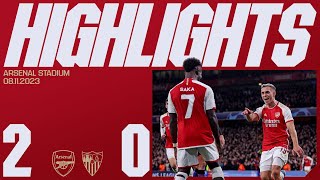 HIGHLIGHTS  Arsenal vs Sevilla 20  Trossard and Saka score to sink Sevilla [upl. by Novhaj967]