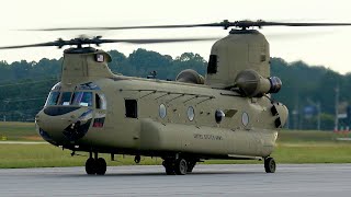 Army CH47F Chinook upcloseEngine Start Taxing and Takeoff [upl. by Niu]