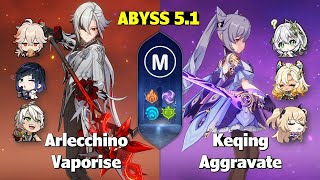 Arlecchino C1 Vaporise amp Keqing C6 Xilonen Aggravate  51 Abyss  Floor 12 9 stars  Genshin Impact [upl. by Aynos]