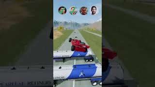 🚘Cr7 vs Messi vs Neymar Large Spinner Jump Challenge beamngdrive shorts [upl. by Idnas]