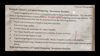 CAPITAL BUDGETING  MEANING FEATURES NATURE ROLE INVESTMENT DECISION [upl. by Jemima]