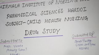 DRUG STUDY CHILD HEALTH NURSING  GNM Bsc nursing Nursing notes  medical science Study Circle [upl. by Balduin]