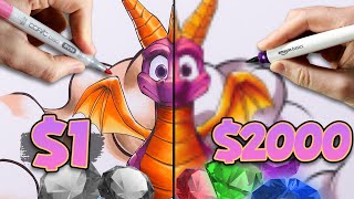 1 vs 2000 MARKER ART  CHEAP vs EXPENSIVE  Spyro The Dragon [upl. by Ahsatsana]