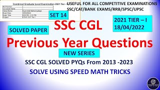 cgl previous year question paper tier 1  CGL 2021 Math solved paper 18042022 shift 4 [upl. by Wenda]