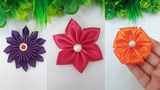 DIY Satin Ribbon Flower Making Idea  How to Make Ribbon Flower [upl. by Dryden]