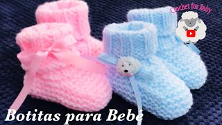 Como tejer paso a paso zapatitos botitas o escarpines para bebé 0 a 3 meses Crochet for Baby 203 [upl. by Niroc]