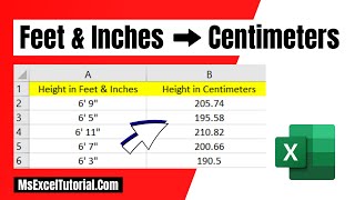 How to Convert Feet and Inches to Centimeters in Excel [upl. by Hercules823]