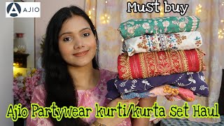 💕Ajio partywear kurtikurta set Haul💕AJIO Big bold sale Haul💕Ajio Haul💕my dream project💕kurti Haul 💕 [upl. by Templia]