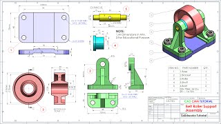 Belt Roller Support Assembly in Solidworks [upl. by Dalt]