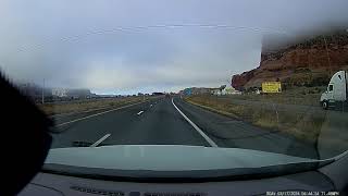 Scenic Drive with Early Morning Fog entering Arizona amp New Mexico USA state border on Interstate i40 [upl. by Burrus]