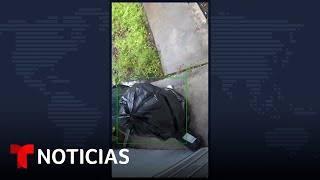 Un ladrón se disfraza de bolsa de basura  Noticias Telemundo [upl. by Bick610]