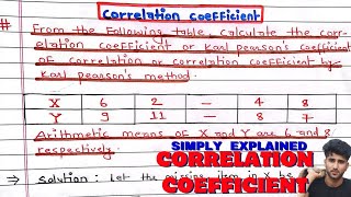 Karl peasrsons coefficient of correlationcorrelation coefficientStatistics  Arya [upl. by Gninnahc]