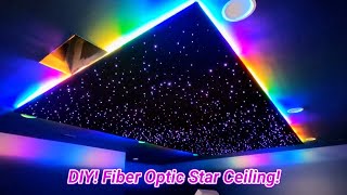 DIY Fiber Optic Star Ceiling in Home Game Room [upl. by Aiam]